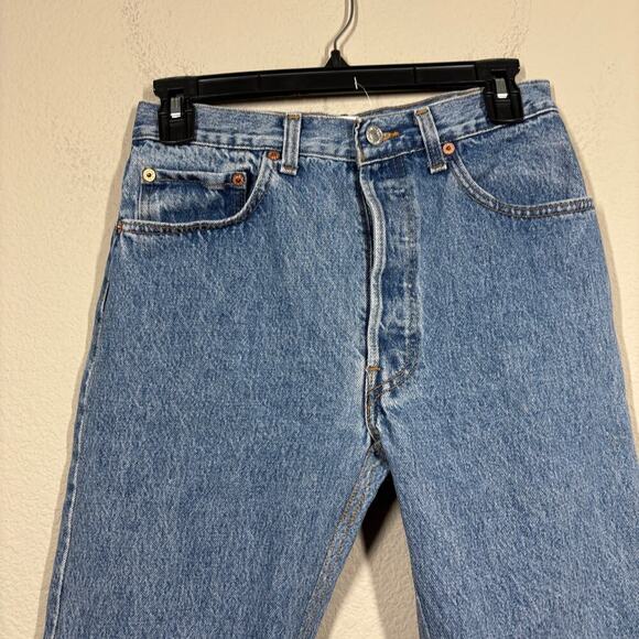 EB Denim Farrah Flare Button Fly Retro Jeans Light Blue Wash Split Hem - Picture 3 of 12